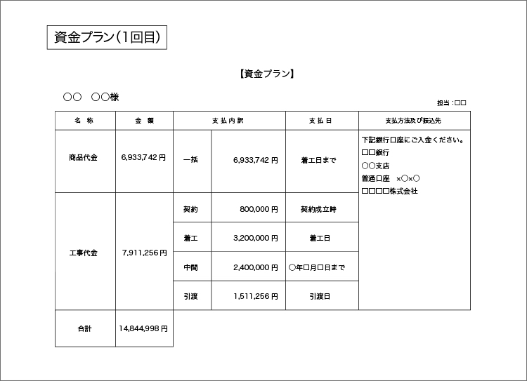 資金プラン（１回目）