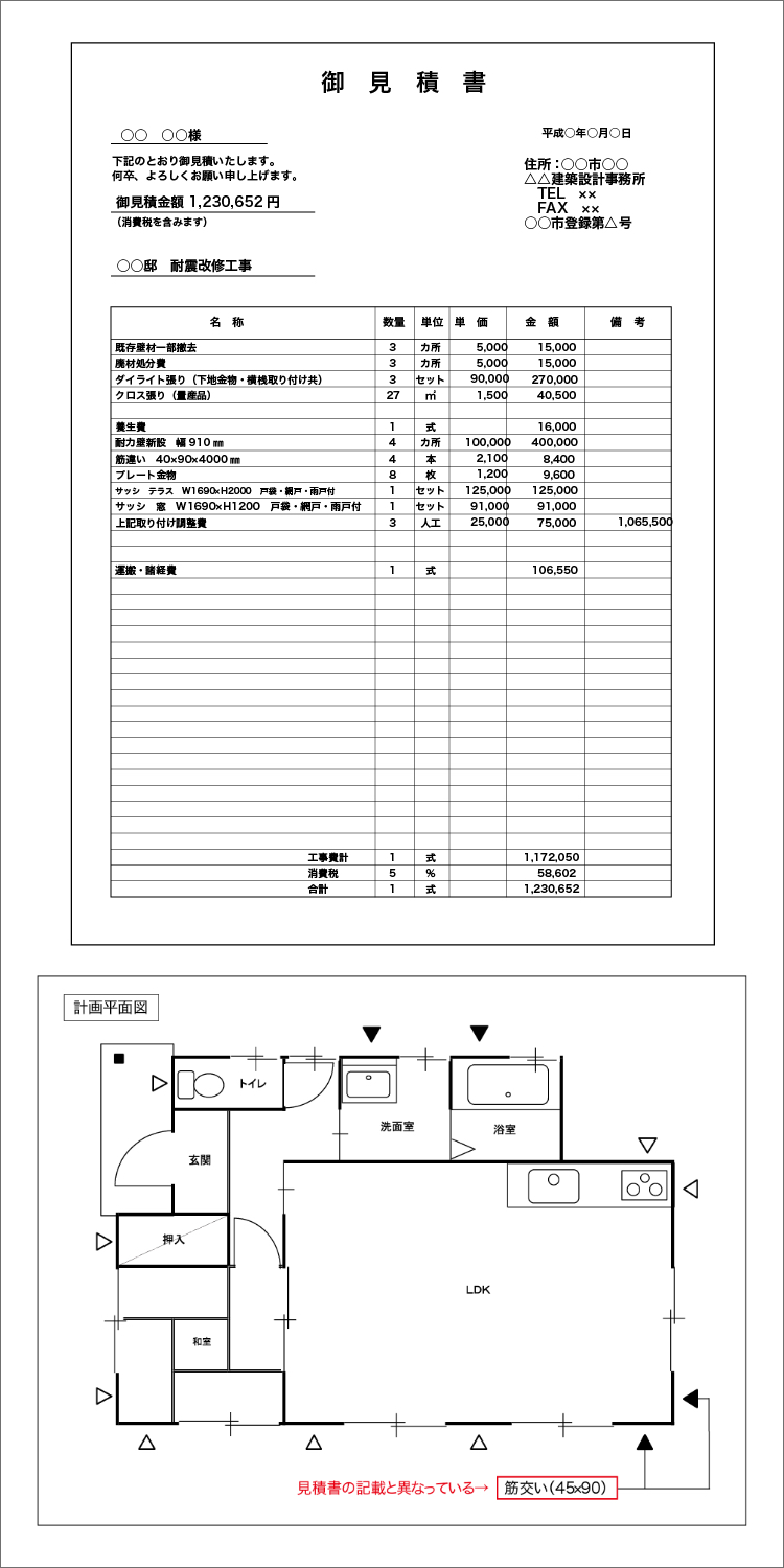 見積書と計画平面図